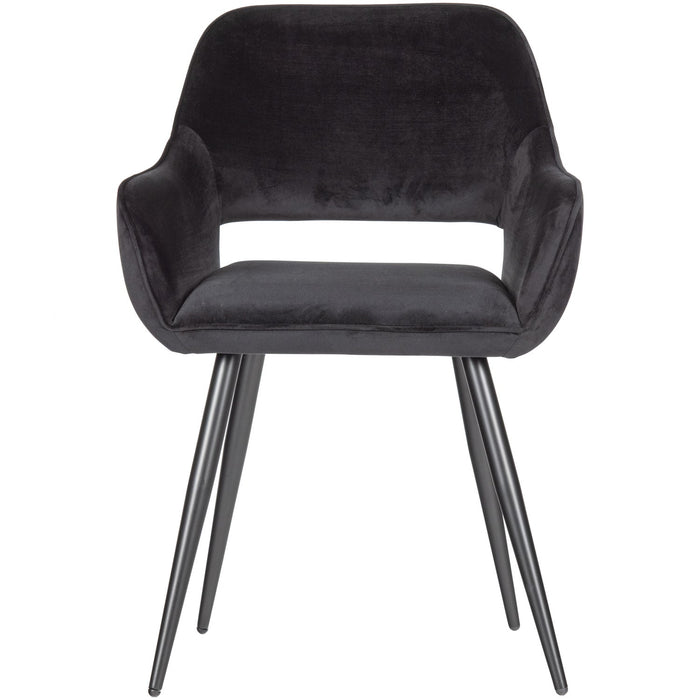 WOOOD Jelle Eetkamerstoelen - Velvet - Zwart - Set van 6