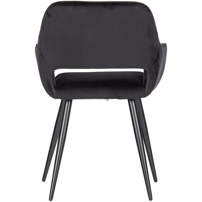 WOOOD Jelle Eetkamerstoelen - Velvet - Zwart - Set van 6