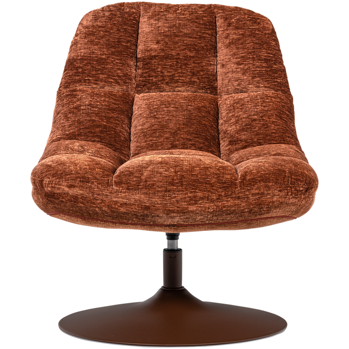 WOOOD Elvi Draaifauteuil - Chenille Structuur - Roestbruin - 81x73x84