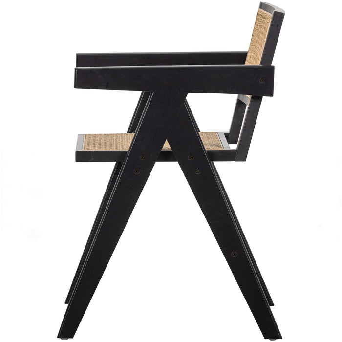 WOOOD Gunn Eetkamerstoelen Rattan - Hout - Zwart- Set van 6