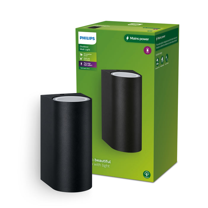 Philips Nightingale wandlamp - zwart - up and downlight