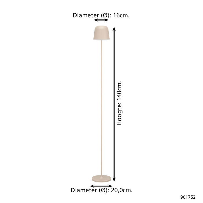EGLO Mannera-L Staande lamp - USB-C - H 140 cm - Zand