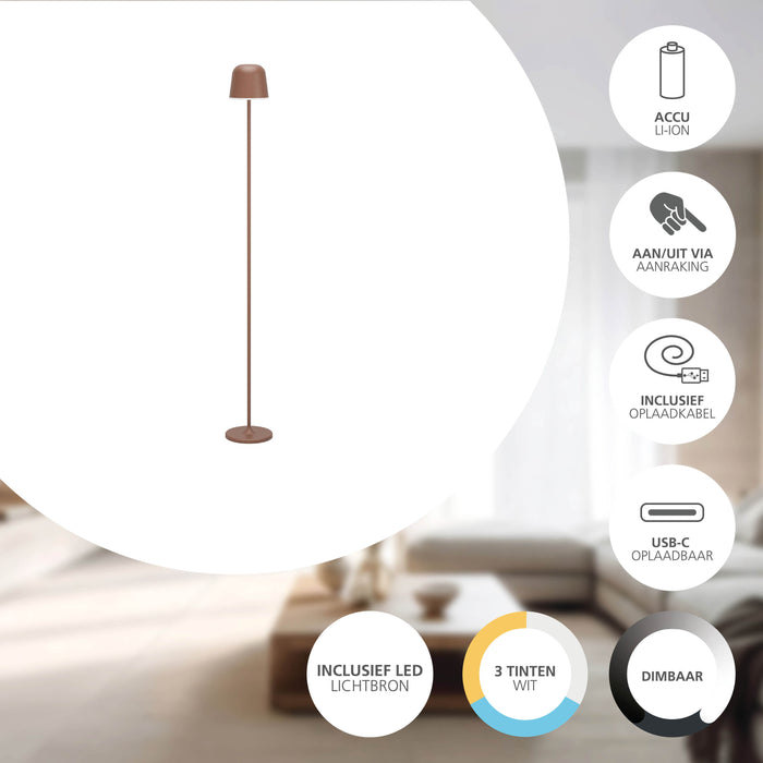 EGLO Mannera-L Staande lamp - USB-C - H 140 cm - Roestbruin