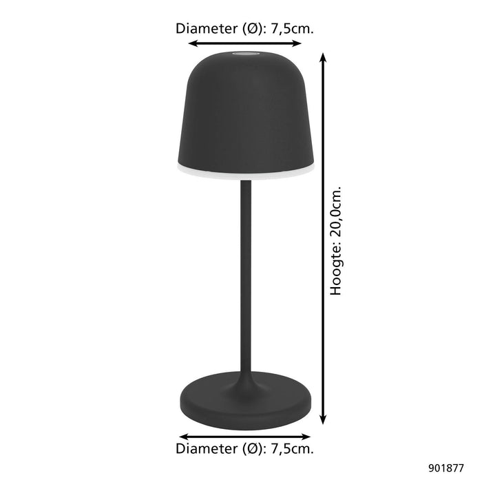 EGLO Mannera-S Tafellamp|Priklamp - USB-C - H 20 cm - Zwart