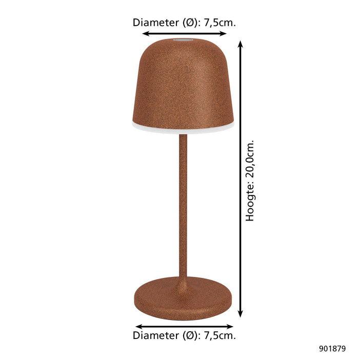 EGLO Mannera-S Tafellamp|Priklamp - USB-C - H 20 cm - Roestbruin