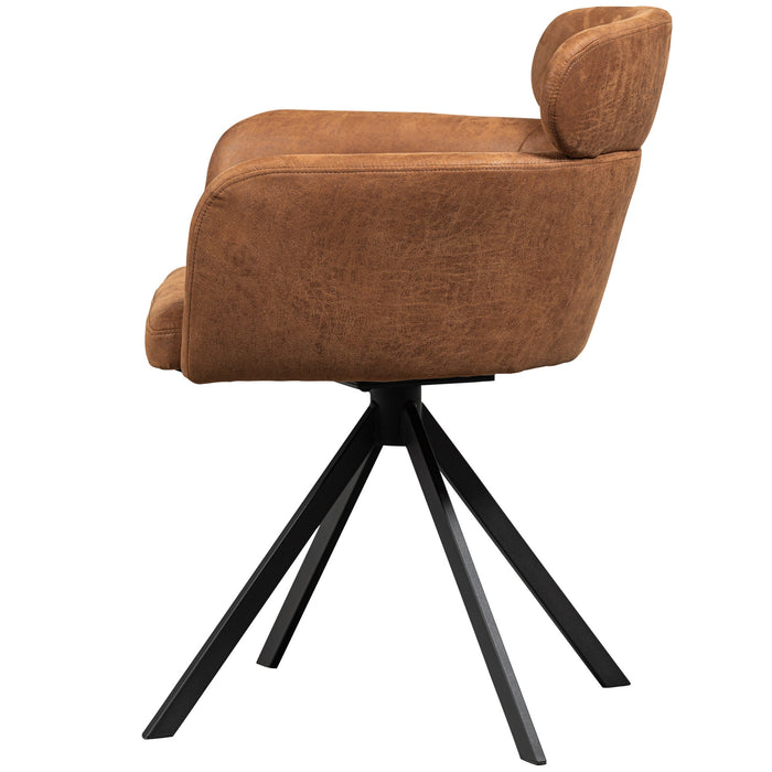 WOOOD Fenne Eetkamerstoelen - Leerlook - Cognac - Set van 6