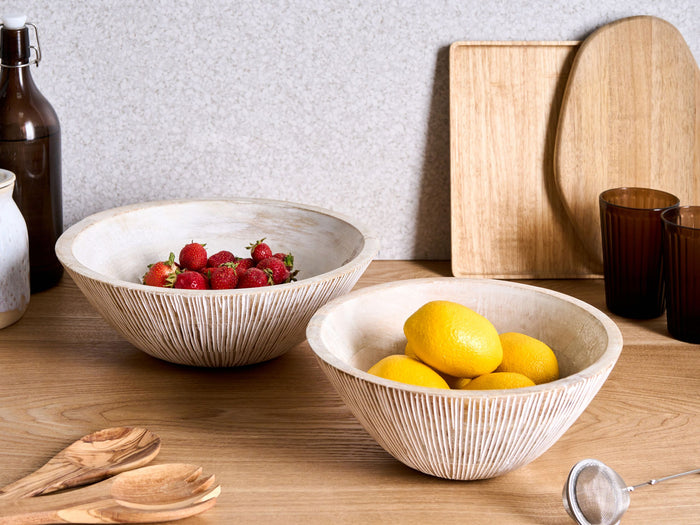 Beliani - SIWA - Set van 2 schalen - Lichtbruin - Mangohout