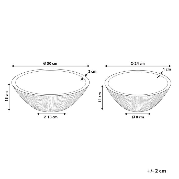 Beliani - SIWA - Set van 2 schalen - Lichtbruin - Mangohout