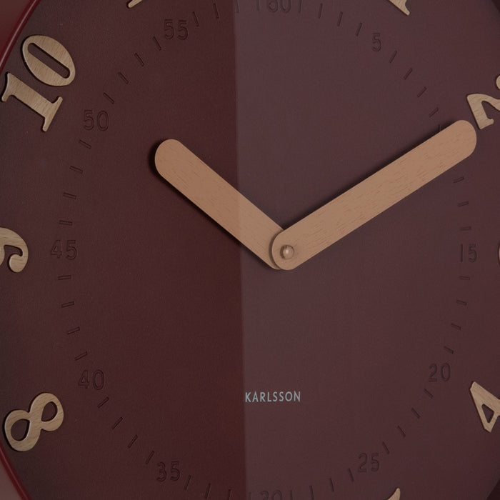 Karlsson - Wandklok Amena - Bordeauxrood- Ø40cm