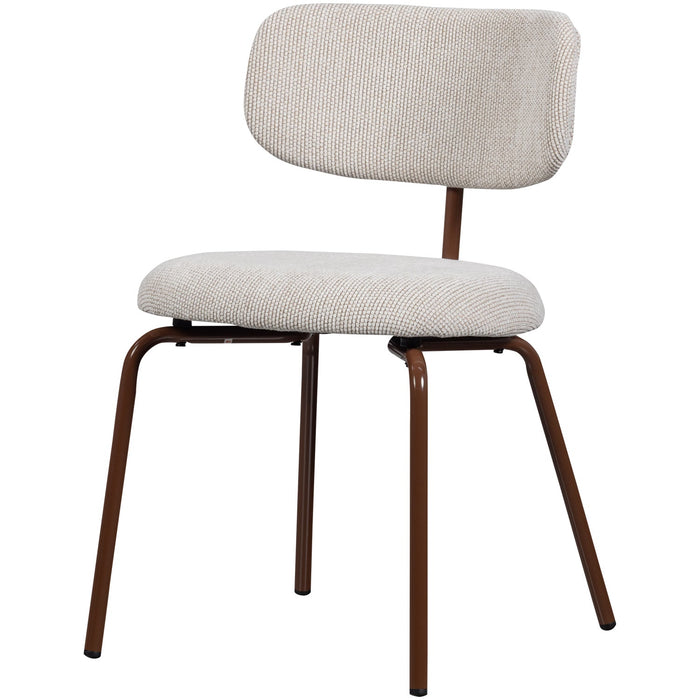 WOOOD Travis Eetkamerstoelen - Polyester - Off White - Set van 6