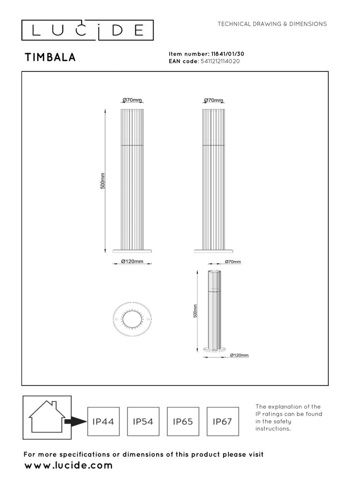 Lucide TIMBALA Sokkellamp - Zwart