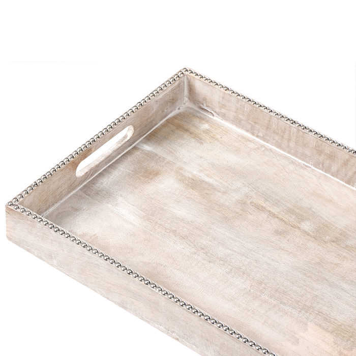 Beliani - QUENA - Set van 2 dienbladen - Lichtbruin - Mangohout