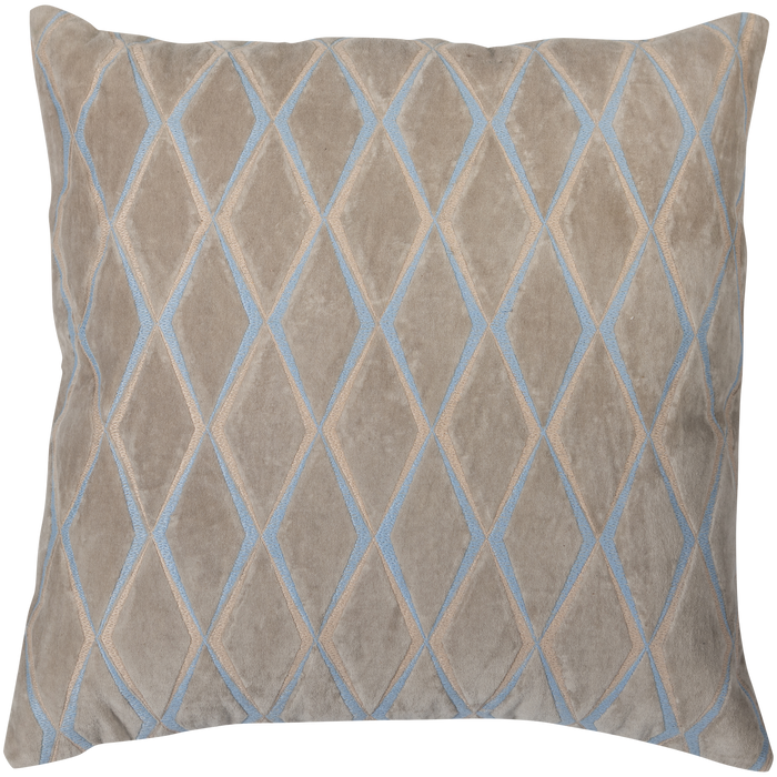 WOOOD Laon Kussens - Velvet stof - Naturel|Blauw - Set Van 3