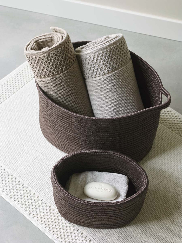 Yuna Badmat Truffle | 60 x 60 cm | Beige | Grijs | Katoen