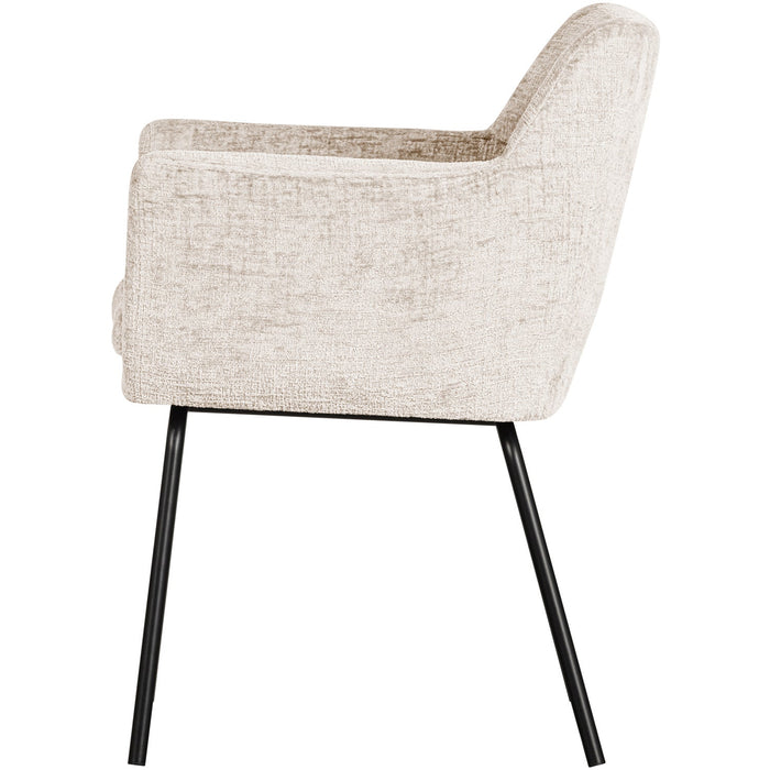 WOOOD Kam Eetkamerstoelen - Polyester - Off White - Set van 6