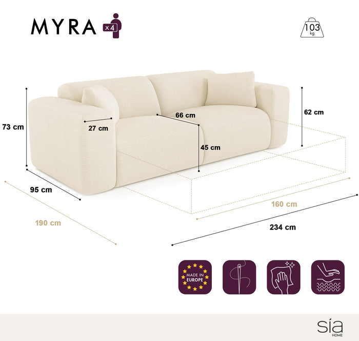 SIA Home 4-zits slaapbank Myra bouclé