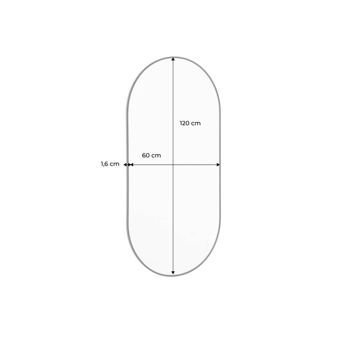 sweeek - Ovale spiegel aluminium 120cm