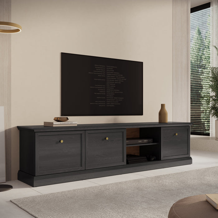 Meubella - TV-Meubel Leroy - Zwart eiken - 206 cm