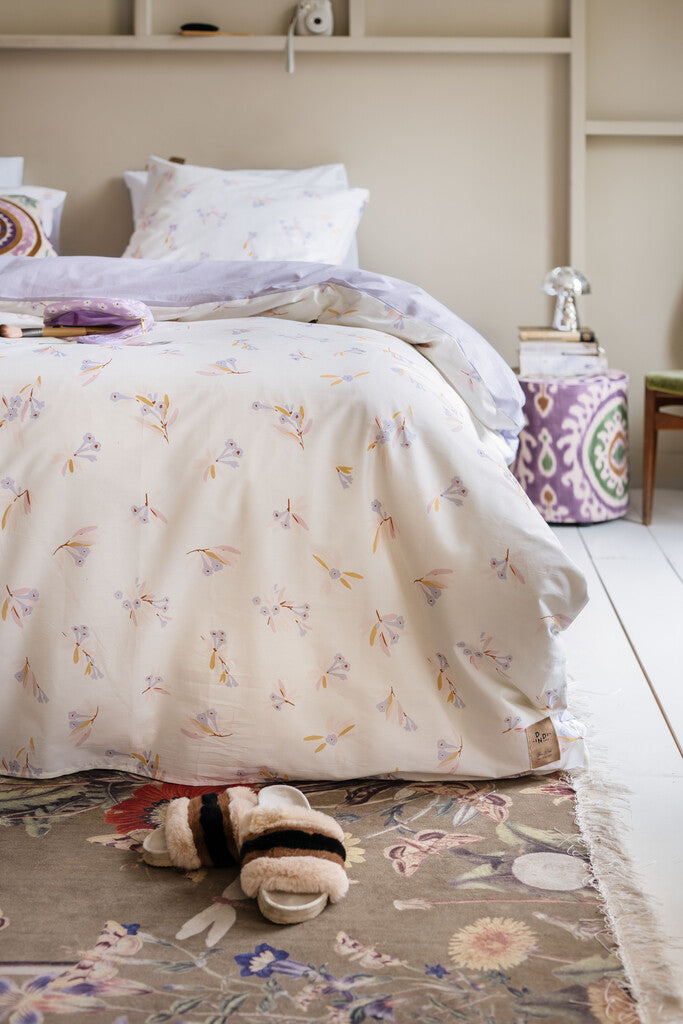 Dindi Home - Dekbedovertrek Flower Escape - 140x220 - Off White | Lila