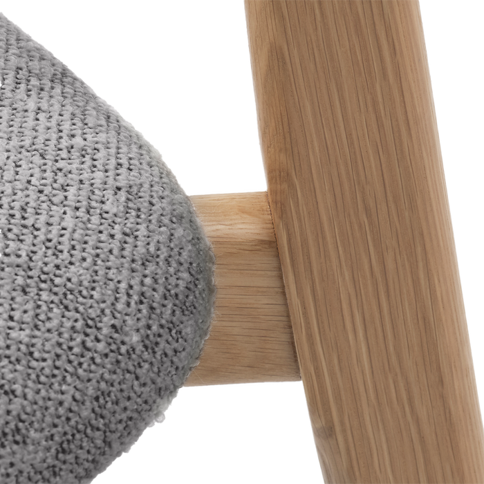 Olivine Eline Eikenhouten Eetkamerstoel Naturel - Bouclé Grijs