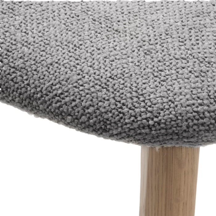 Olivine Eline Eikenhouten Eetkamerstoel Naturel - Bouclé Grijs