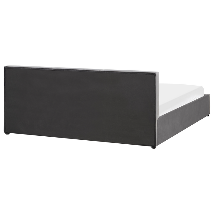 Beliani-BOUSSE-Tweepersoons boxspring-Donkergrijs-180 x 200 cm-Fluweel