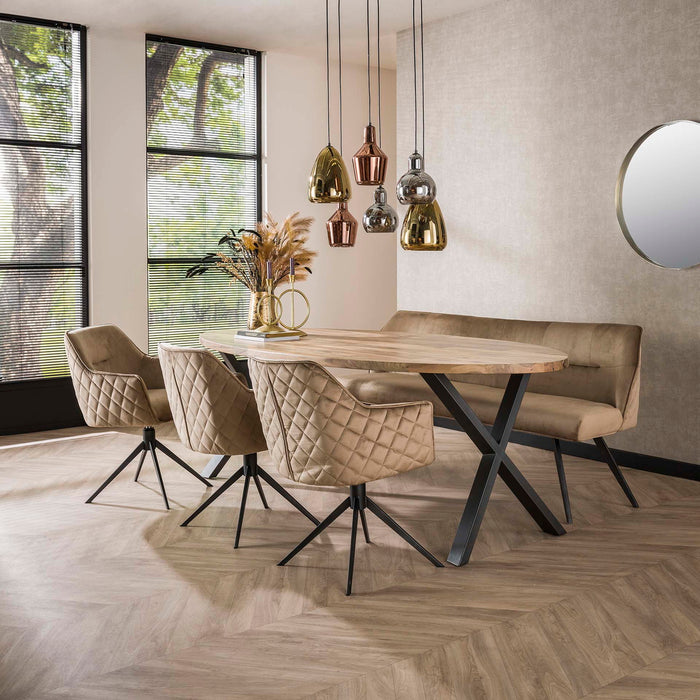 Giga Meubel - Eetkamerbank Velvet Champagne - 188x53x53cm