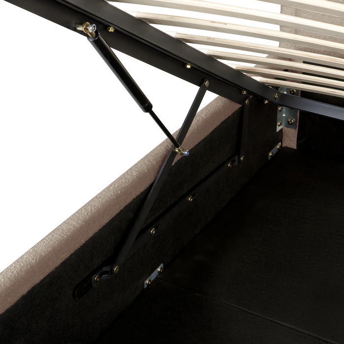 Beliani-MONTLAUR-Bed met opbergruimte-Taupe-140 x 200 cm-Bouclé