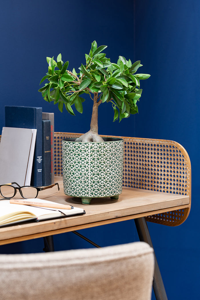 J-Line bloempot Bloem - keramiek - groen - large - Ø 16.5 cm