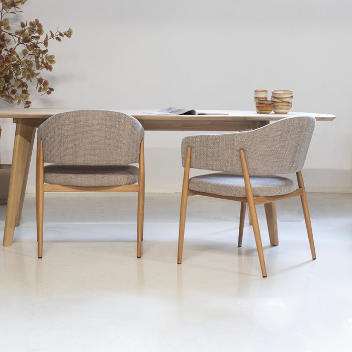 DÉJA Living - Eetkamerstoel Taupe|Naturel - Dénia - Set van 2