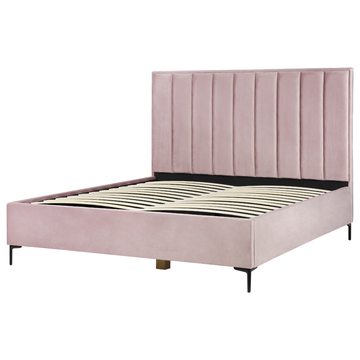 Beliani-SEZANNE -Bed met opbergruimte-Roze-180 x 200 cm-Fluweel