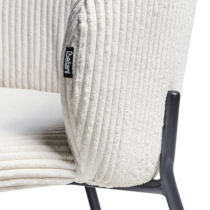 Beliani - MILES - Eetkamerstoel set van 2 - Gebroken wit - Corduroy