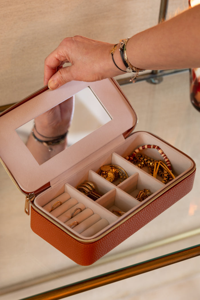 J-Line juwelendoos Rechthoek + spiegel - karton|kunstleder -