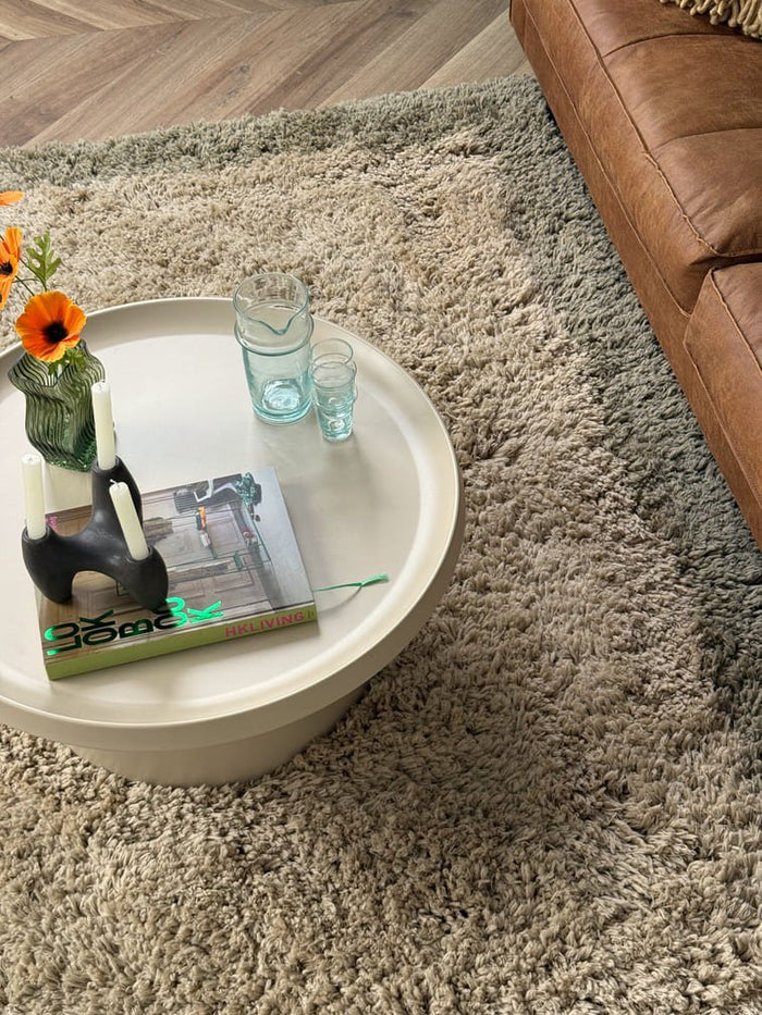 Hoogpolig vloerkleed Pilo groen|beige polyester Interieur05