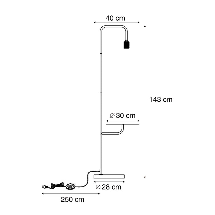 QAZQA Moderne vloerlamp zwart met ronde tafel - Ostrich