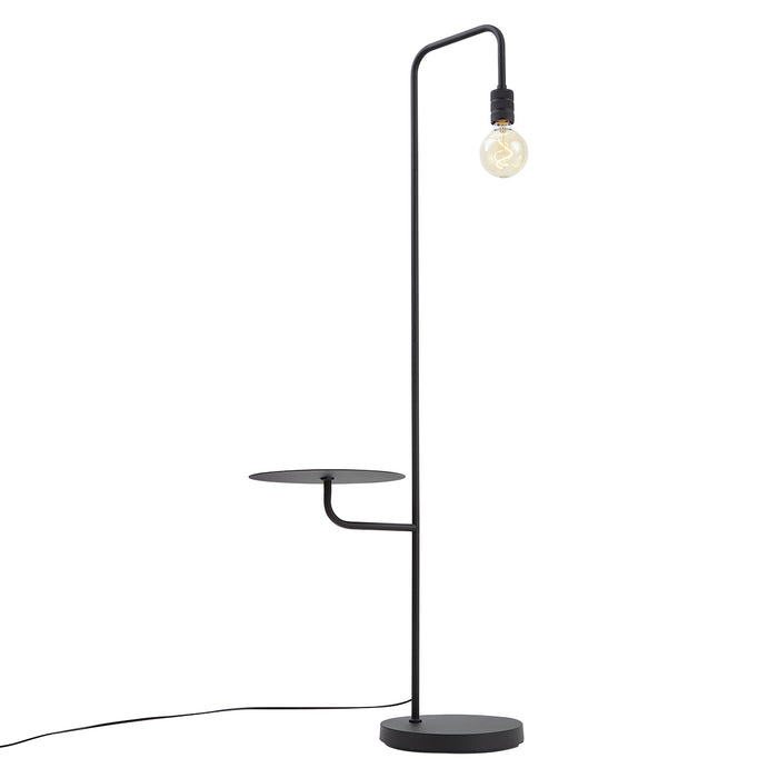 QAZQA Moderne vloerlamp zwart met ronde tafel - Ostrich
