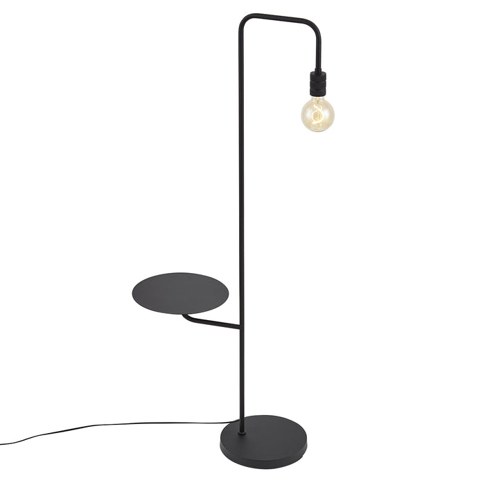 QAZQA Moderne vloerlamp zwart met ronde tafel - Ostrich
