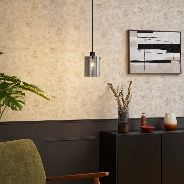 QAZQA Design hanglamp zwart met smoke glas - Domo