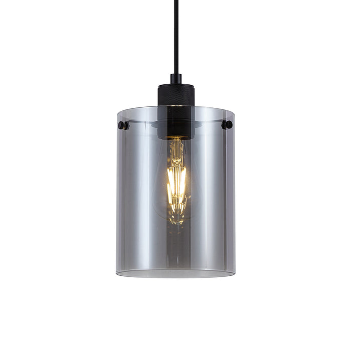 QAZQA Design hanglamp zwart met smoke glas - Domo