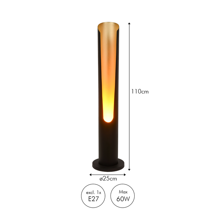Atmooz Vloerlamp Nori - Zwart|Goud - Max 40W - E27 Fitting