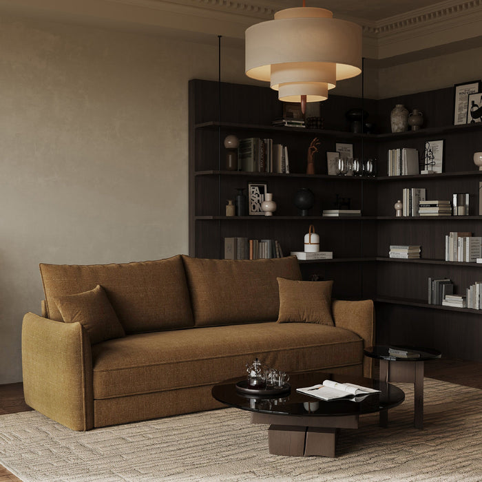 3-zits slaapbank in hazelnoot stof 213cm