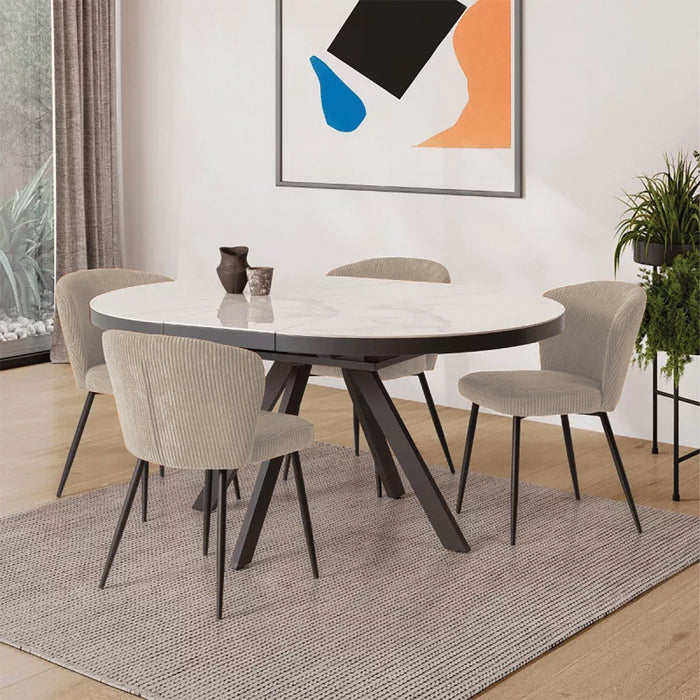 Calicosy - Set 4 stoelen MEGAN - L47 cm - Geribbelde fluweel