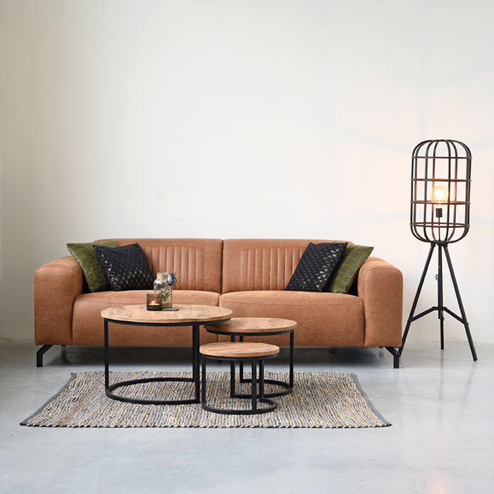 LABEL51 - Salontafel Set Triplet - Rough Mangohout - Zwart Metaal