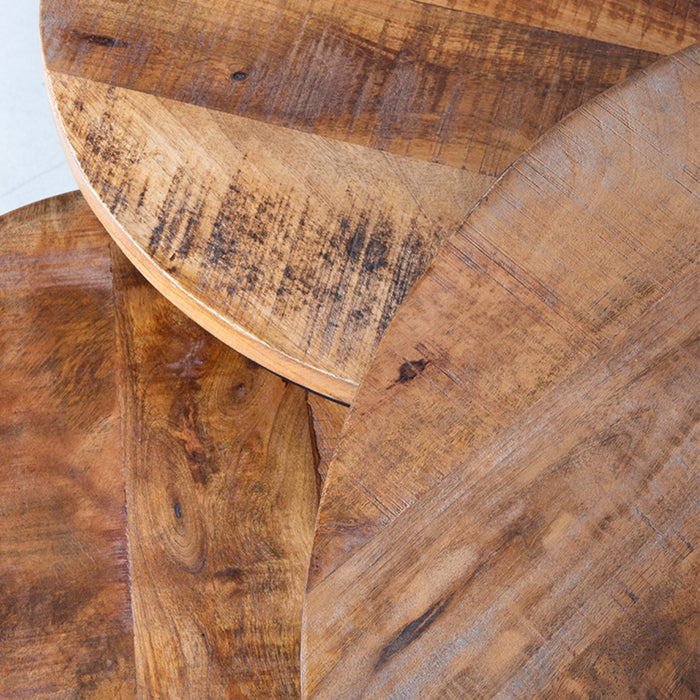 LABEL51 - Salontafel Set Triplet - Rough Mangohout - Zwart Metaal