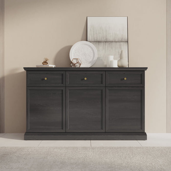 Meubella - Dressoir Leroy - Zwart eiken - 146 cm
