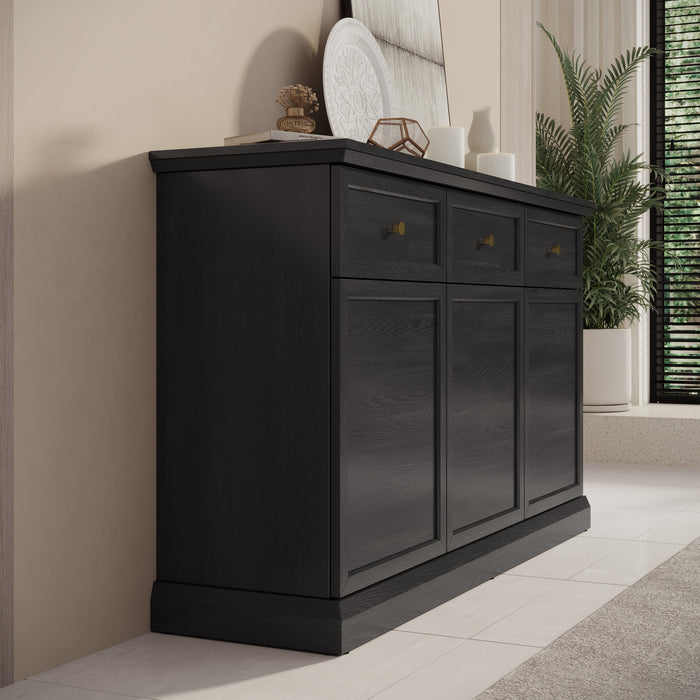 Meubella - Dressoir Leroy - Zwart eiken - 146 cm