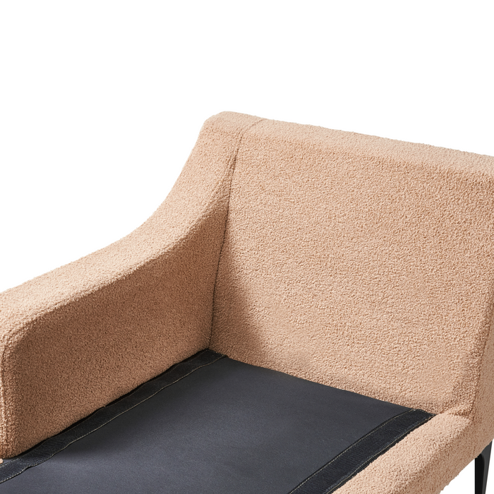 Beliani - EWRON - Chaise longue - Zandbeige - Rechtszijdig - Bouclé