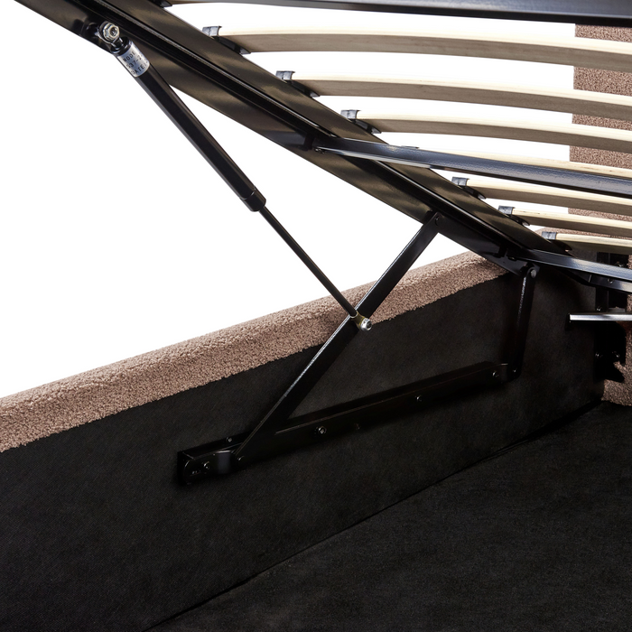 Beliani - ORBEY - Bed met opbergruimte - Bruin - 180 x 200 cm - Bouclé