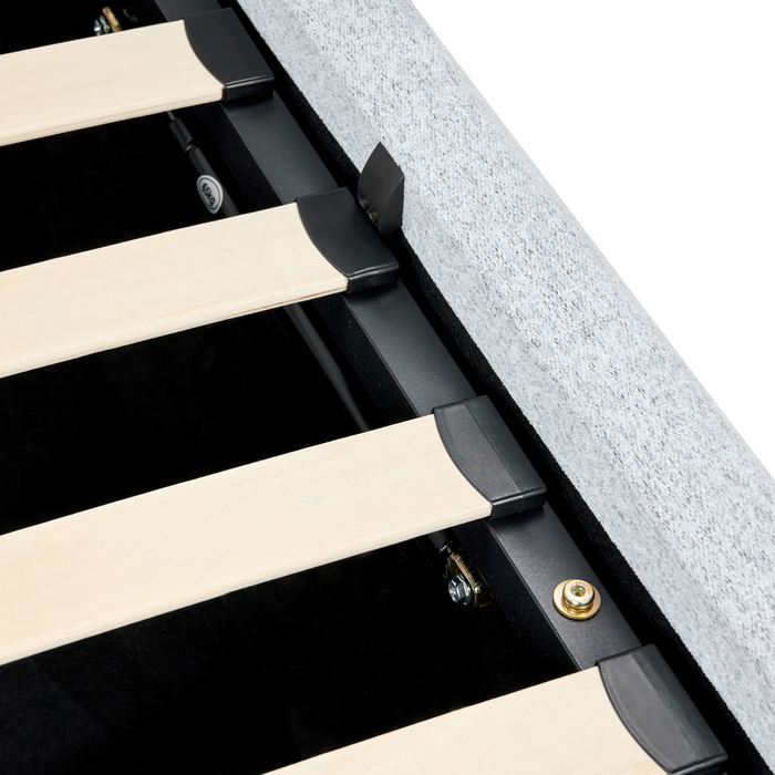 Beliani-BLAGNAC-Bed met opbergruimte-Lichtgrijs-160 x 200 cm-Stof