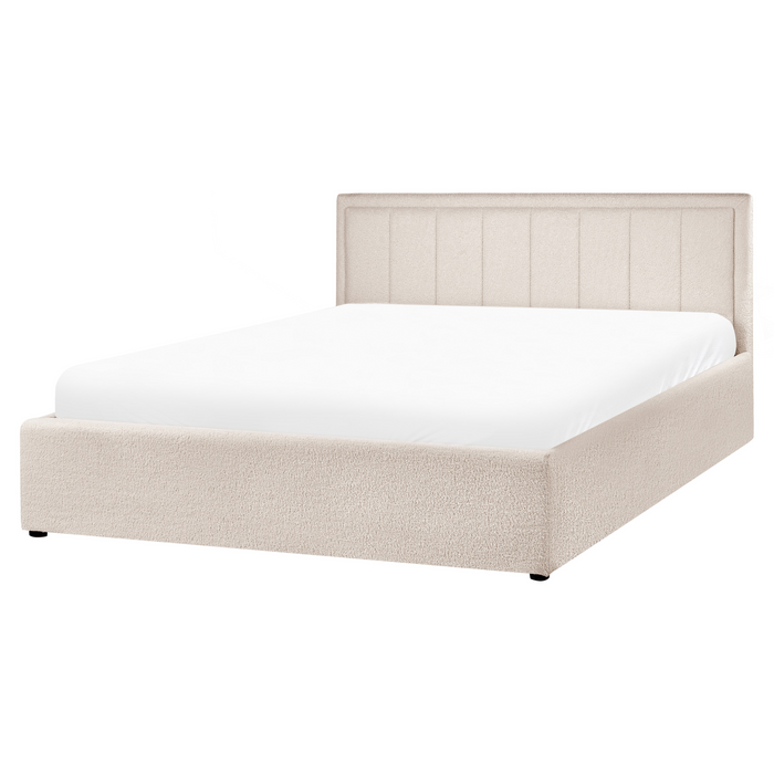 Beliani-MONTLAUR-Bed met opbergruimte-Beige-160 x 200 cm-Bouclé